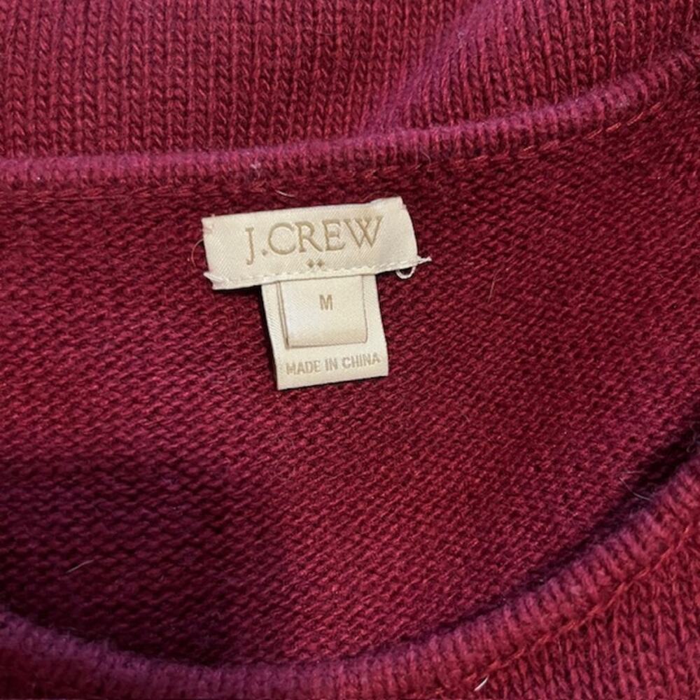 J.Crew Women's Burgundy Wool Blend Sweater Cozy Knit Fall Winter  Size Medium - Picture 8 of 11